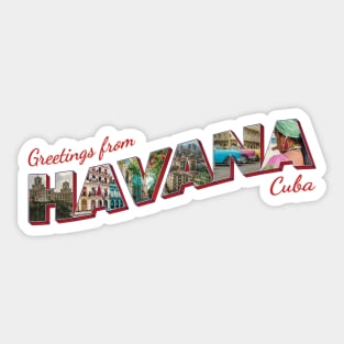 Greetings from Havana in Cuba Vintage style retro souvenir Sticker